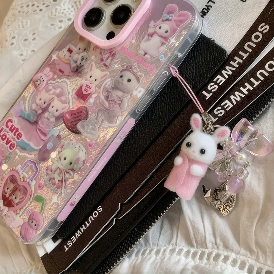 Cute Love Sylvanian Families iPhone Case With Accessories