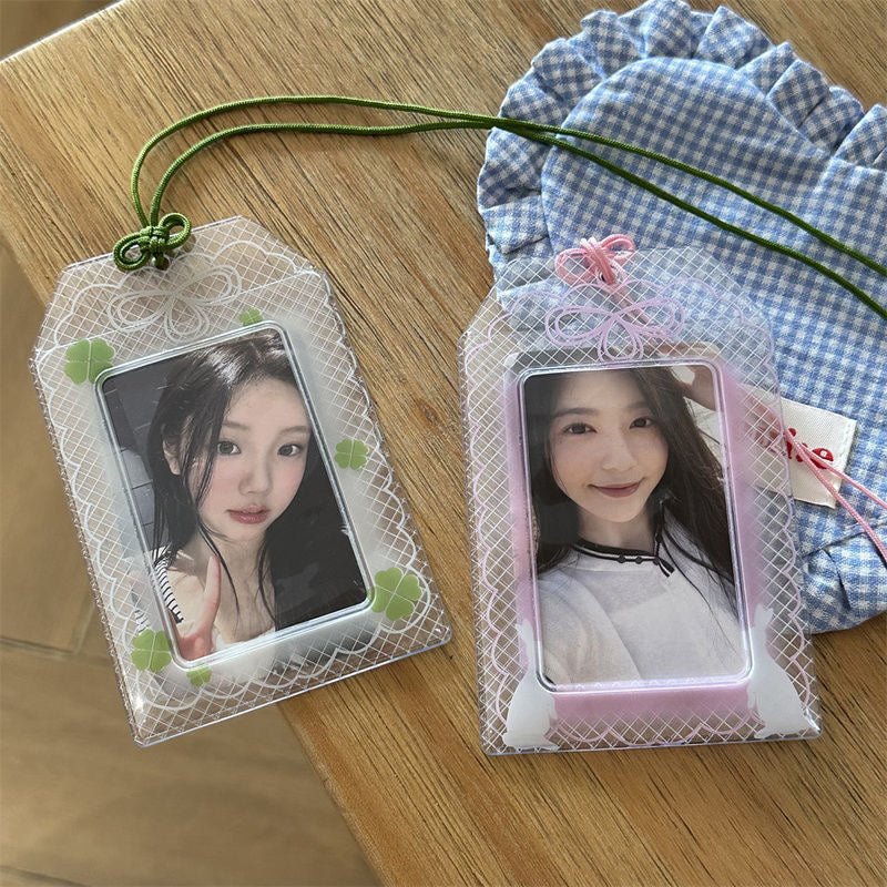 Cute Lucky Clover Bunny Amulet Kpop Keychain Photocard Holder - ArtGalleryZen