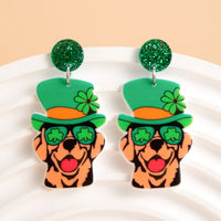 Thumbnail for Cute Lucky Clover Dangling Puppy Earrings - ArtGalleryZen