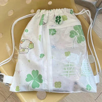 Thumbnail for Cute Lucky Clover Strawberry Puppy Kpop Fan Display Drawstring Backpack - ArtGalleryZen