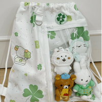 Thumbnail for Cute Lucky Clover Strawberry Puppy Kpop Fan Display Drawstring Backpack - ArtGalleryZen