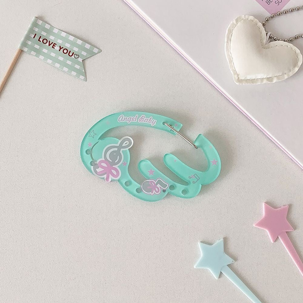 Cute Lucky Clover Strawberry Wing Kpop Acrylic Keychain Carabiner - ArtGalleryZen