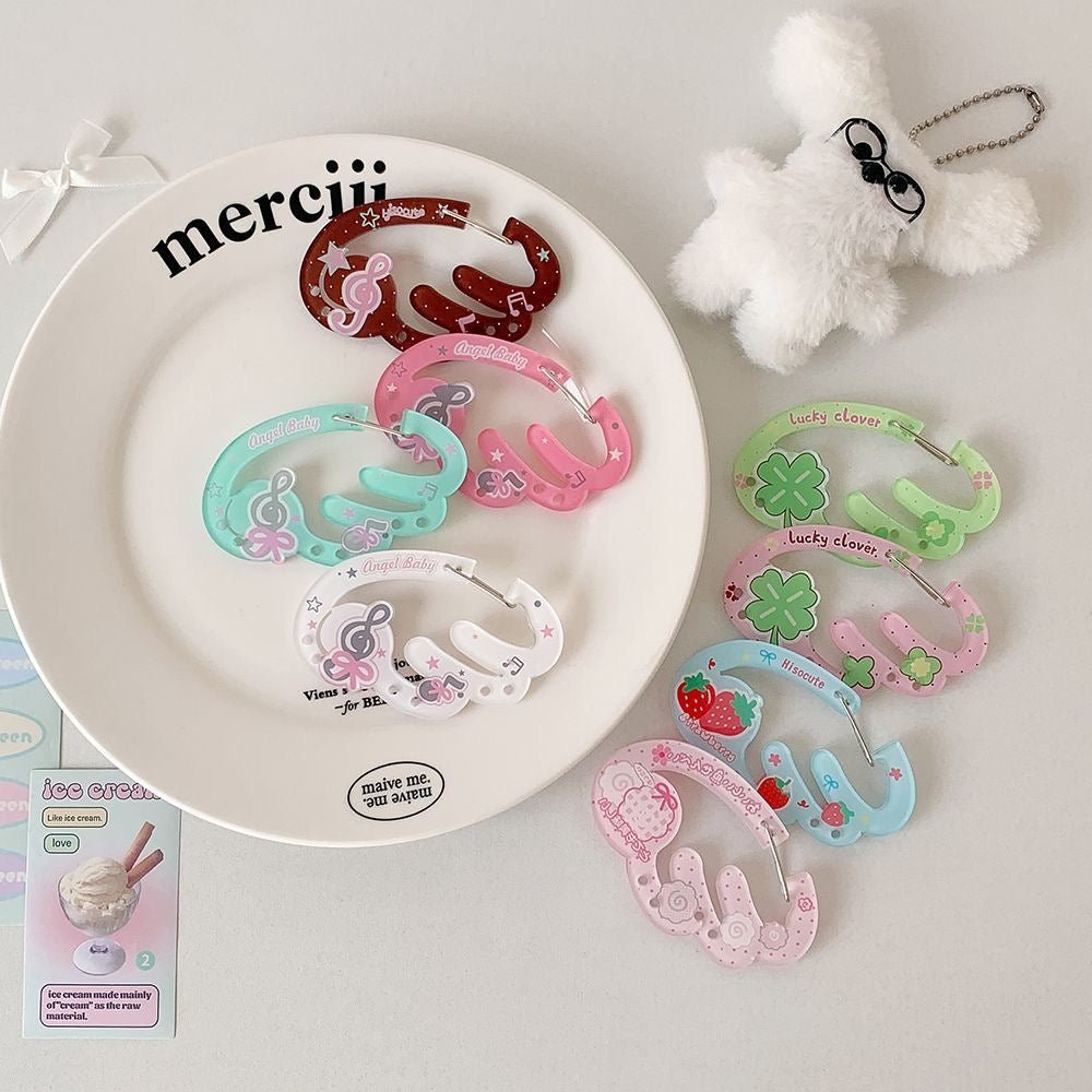 Cute Lucky Clover Strawberry Wing Kpop Acrylic Keychain Carabiner - ArtGalleryZen