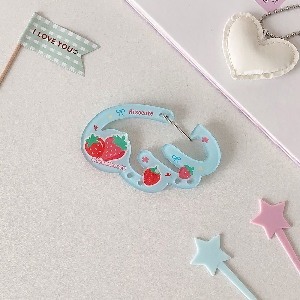 Cute Lucky Clover Strawberry Wing Kpop Acrylic Keychain Carabiner - ArtGalleryZen