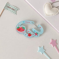 Thumbnail for Cute Lucky Clover Strawberry Wing Kpop Acrylic Keychain Carabiner - ArtGalleryZen