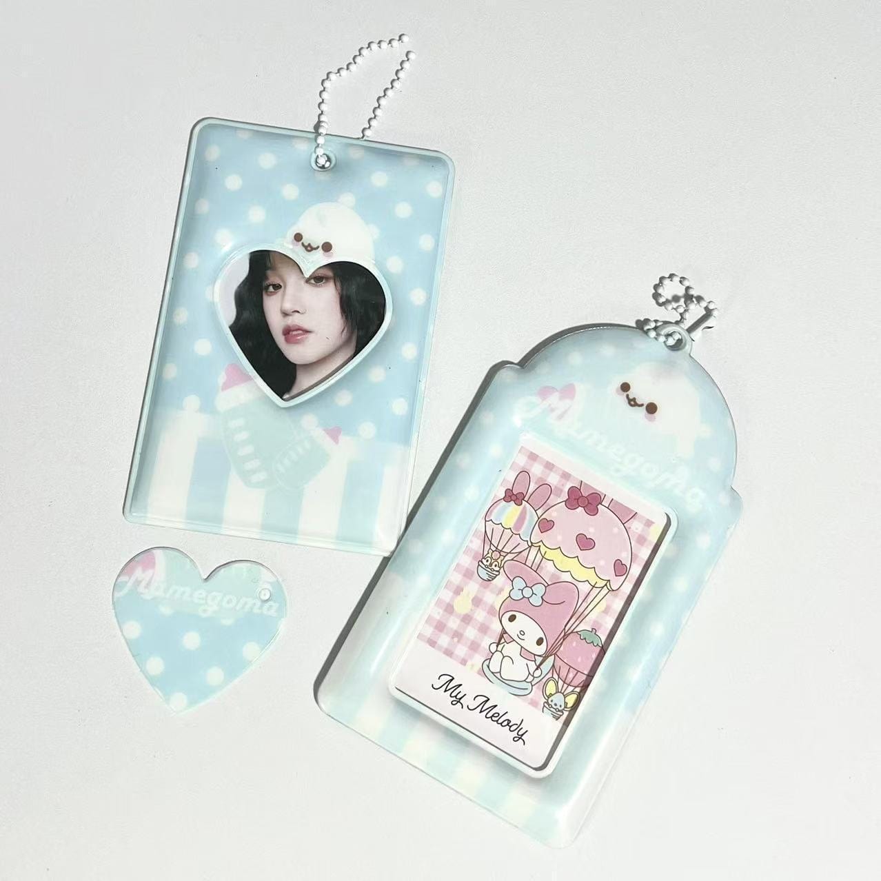 Cute Mamegoma Polka Dot Kpop Keychain Photocard Holder - ArtGalleryZen
