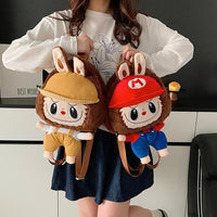 Thumbnail for Cute Mario Labubu Plush Backpack Bag - ArtGalleryZen