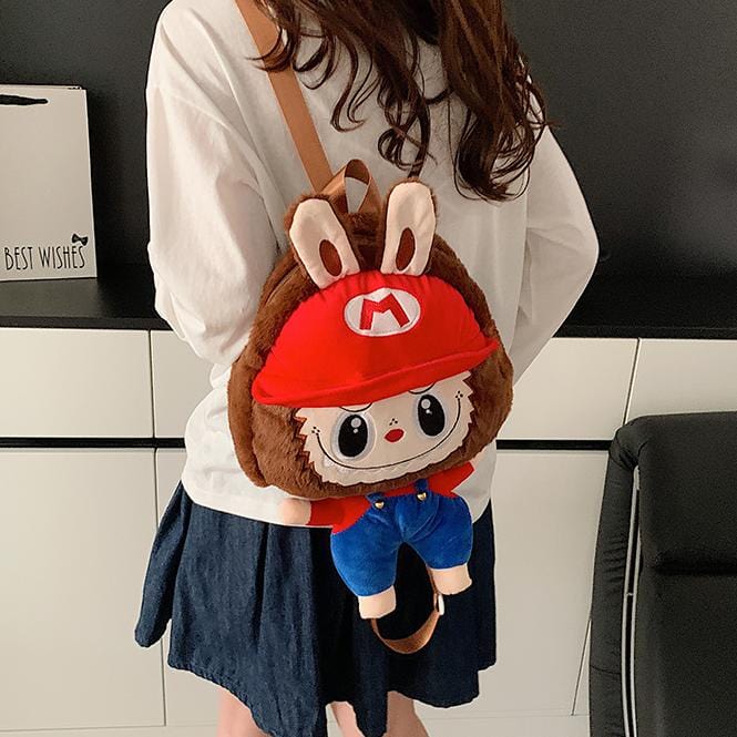 Cute Mario Labubu Plush Backpack Bag - ArtGalleryZen