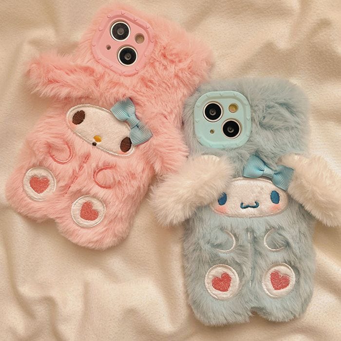 Cute My Melody Cinnamoroll Plush iPhone Case - ArtGalleryZen