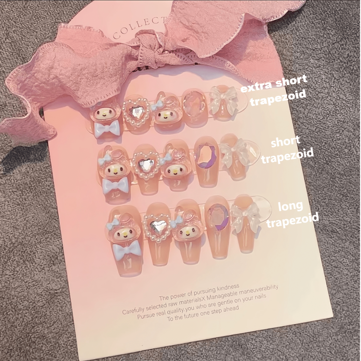 Cute My Melody Handmade 3D Press on Nails Short False Nail - ArtGalleryZen