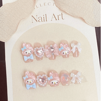 Thumbnail for Cute My Melody Handmade 3D Press on Nails Short False Nail - ArtGalleryZen