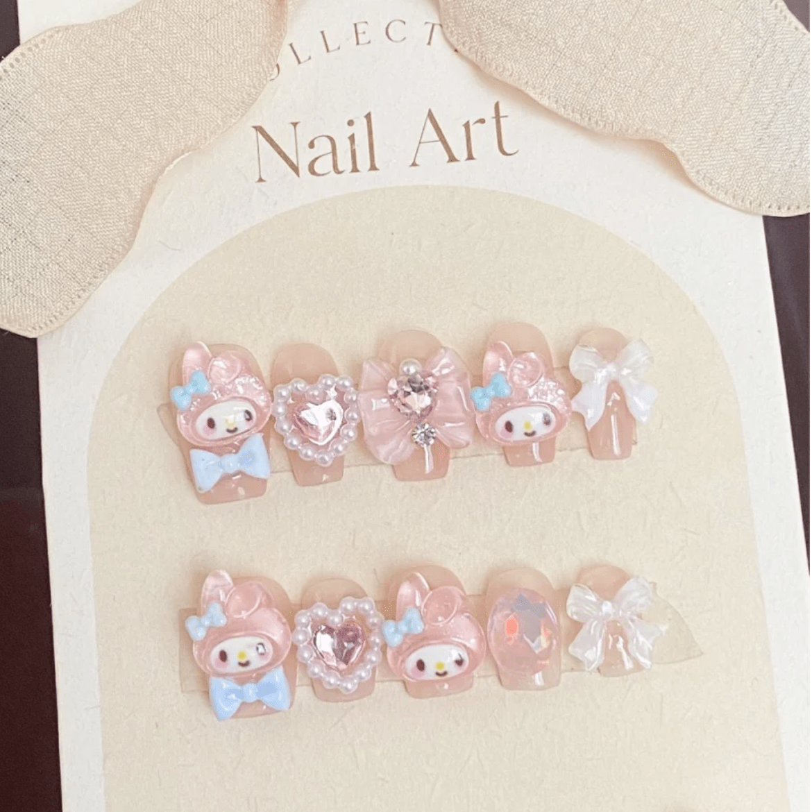 Cute My Melody Handmade 3D Press on Nails Short False Nail