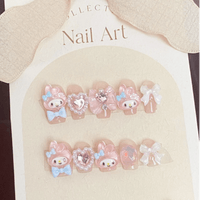 Thumbnail for Cute My Melody Handmade 3D Press on Nails Short False Nail