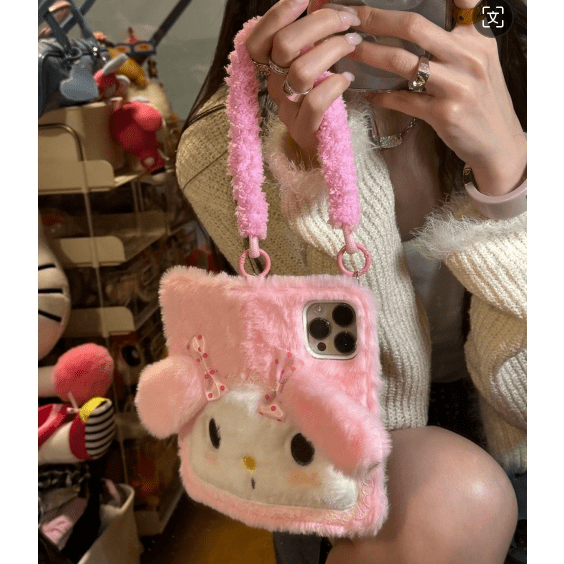 Cute My Melody Plush Flip iPhone Case