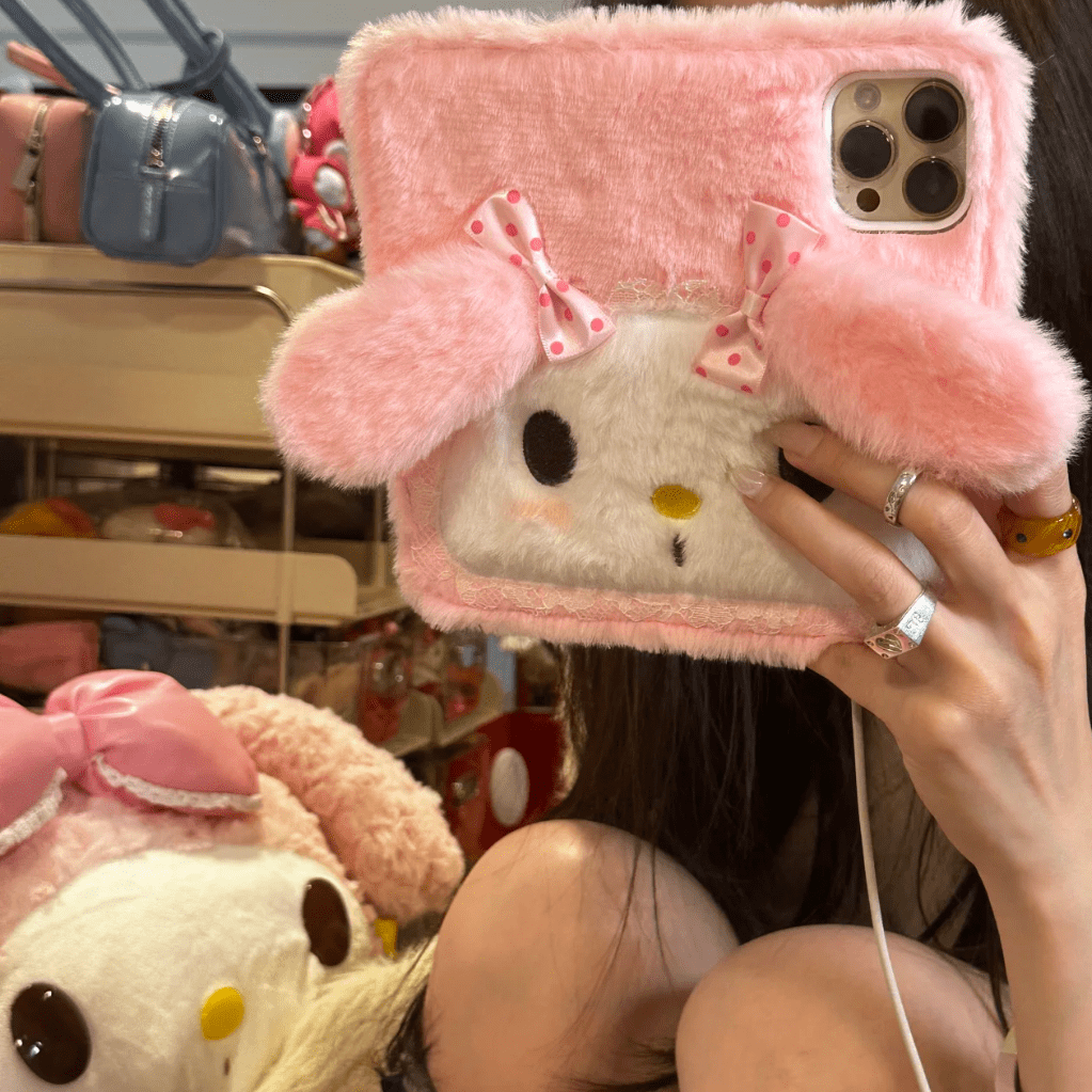 Cute My Melody Plush Flip iPhone Case