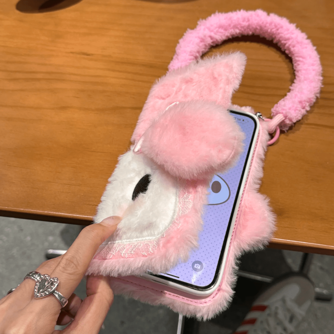 Cute My Melody Plush Flip iPhone Case