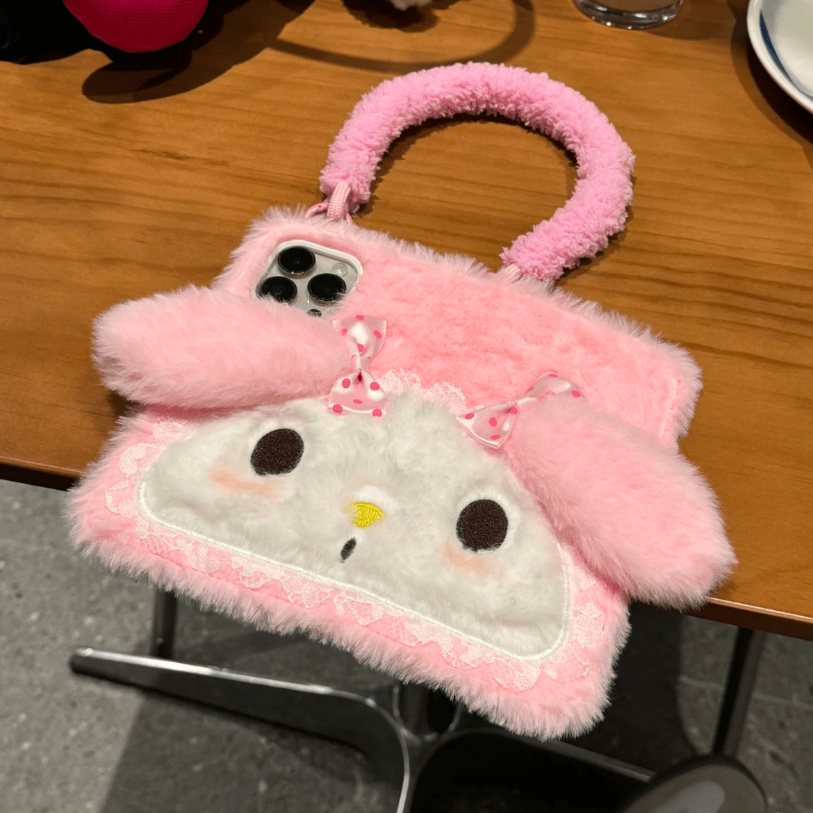 Cute My Melody Plush Flip iPhone Case