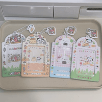 Thumbnail for Cute Onigiri Pudding Panda Kpop Keychain Photocard Holder - ArtGalleryZen