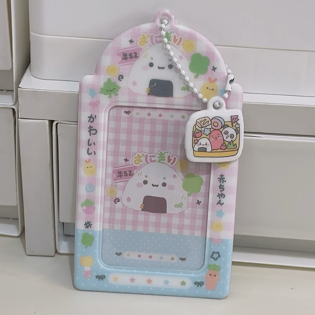 Cute Onigiri Pudding Panda Kpop Keychain Photocard Holder - ArtGalleryZen