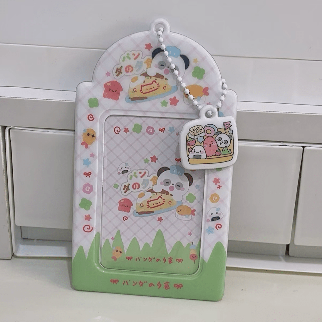 Cute Onigiri Pudding Panda Kpop Keychain Photocard Holder - ArtGalleryZen