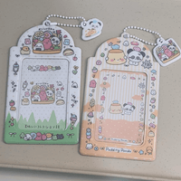 Thumbnail for Cute Onigiri Pudding Panda Kpop Keychain Photocard Holder - ArtGalleryZen