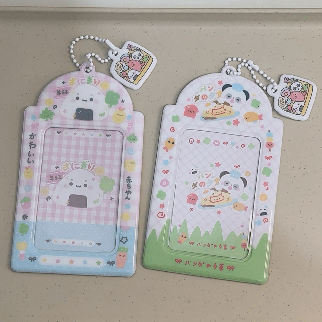 Cute Onigiri Pudding Panda Kpop Keychain Photocard Holder - ArtGalleryZen