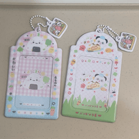 Thumbnail for Cute Onigiri Pudding Panda Kpop Keychain Photocard Holder - ArtGalleryZen