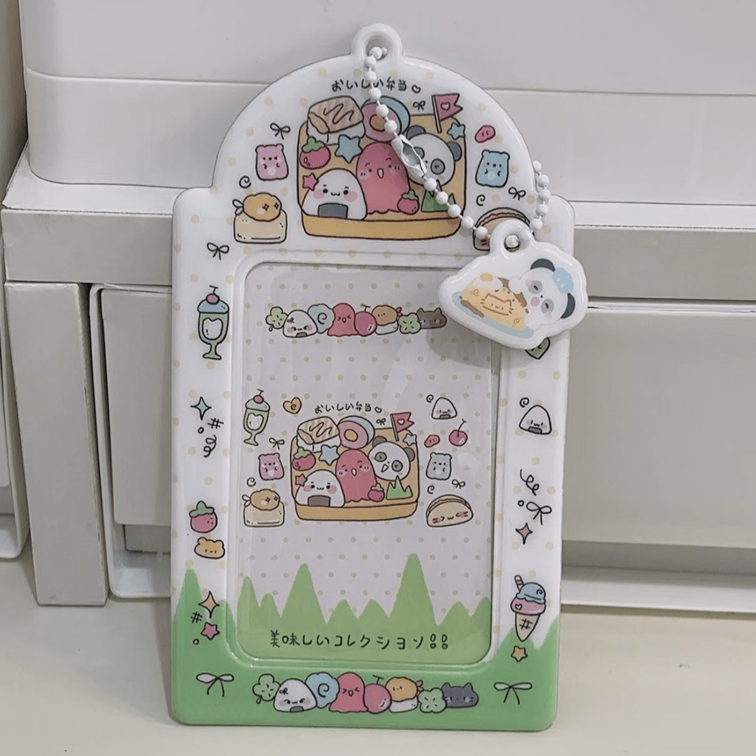 Cute Onigiri Pudding Panda Kpop Keychain Photocard Holder - ArtGalleryZen