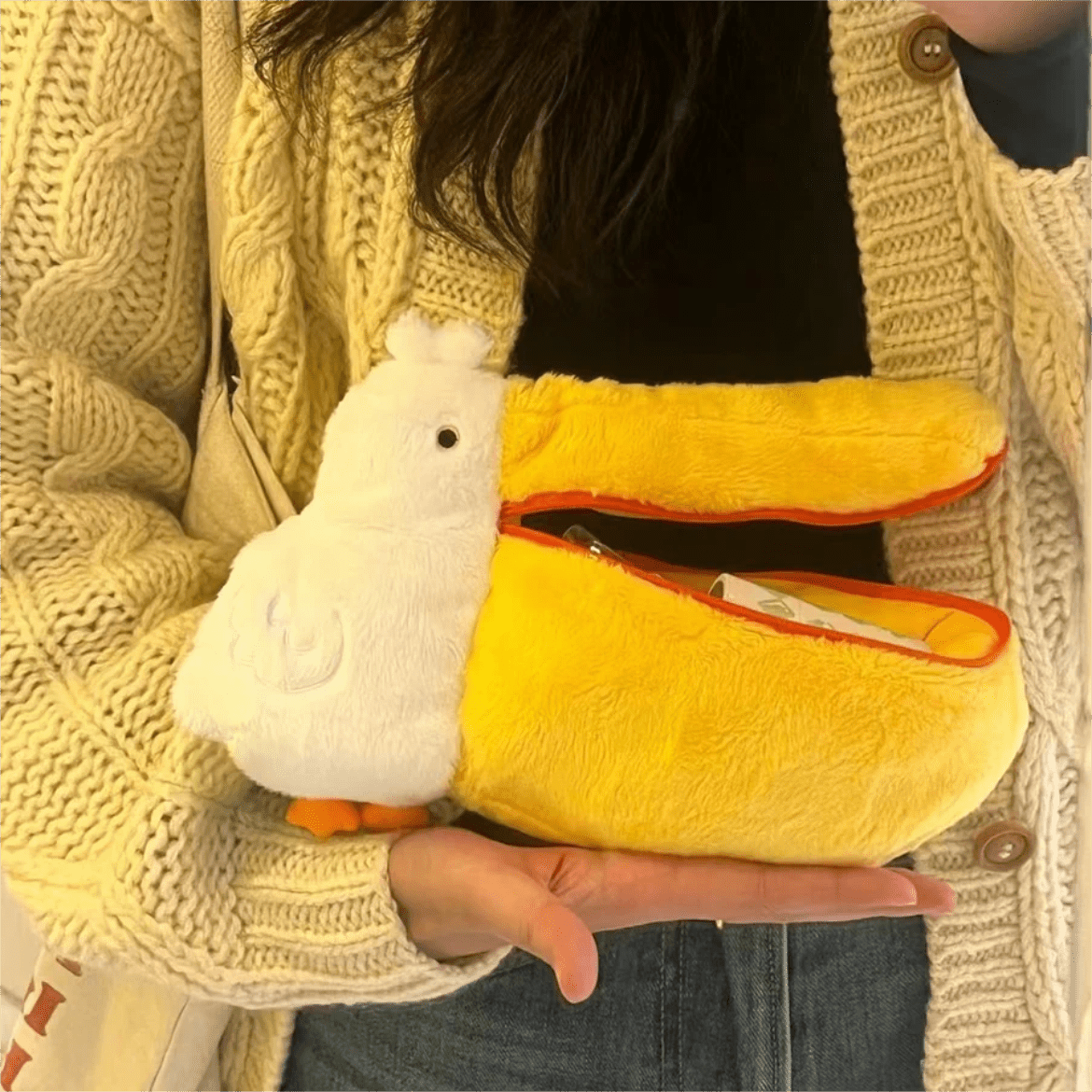 Cute Pelican Plush Bag Camera Bag Makeup Toiletry Bag Portable Travel Storage Organizer