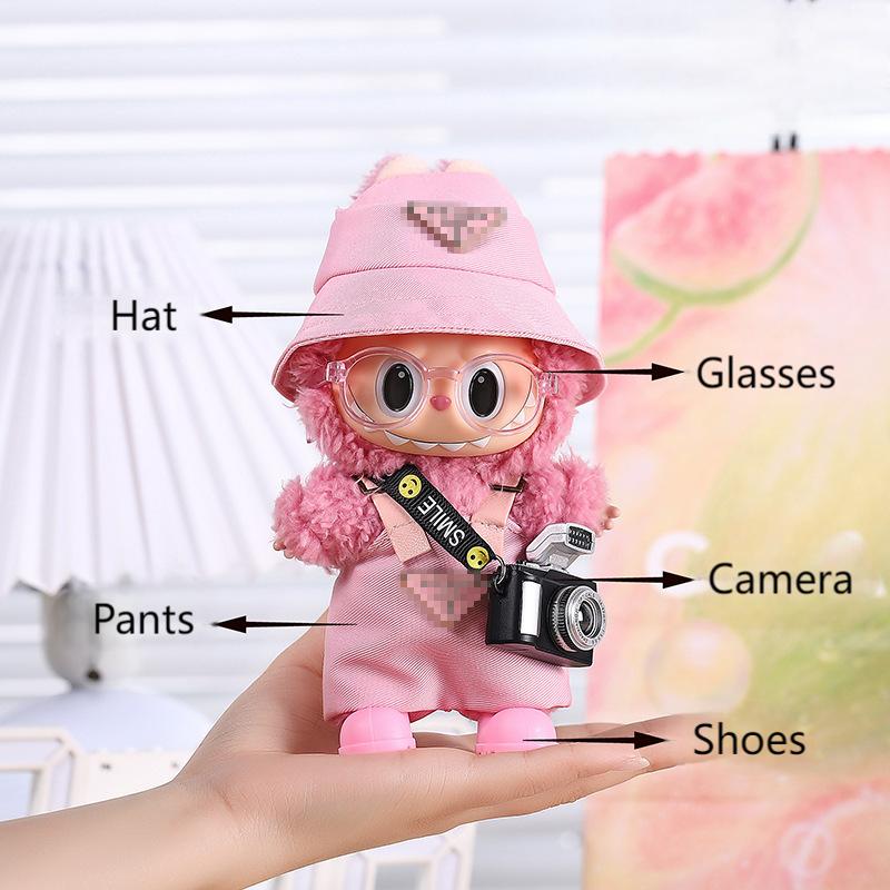 Cute Pink Bow Angel Wings Labubu 17cm Doll Clothes - ArtGalleryZen