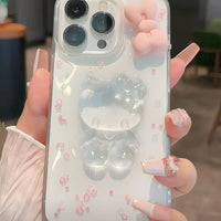 Thumbnail for Cute Pink Bowknot Crystal Hello Kitty iPhone Case - ArtGalleryZen