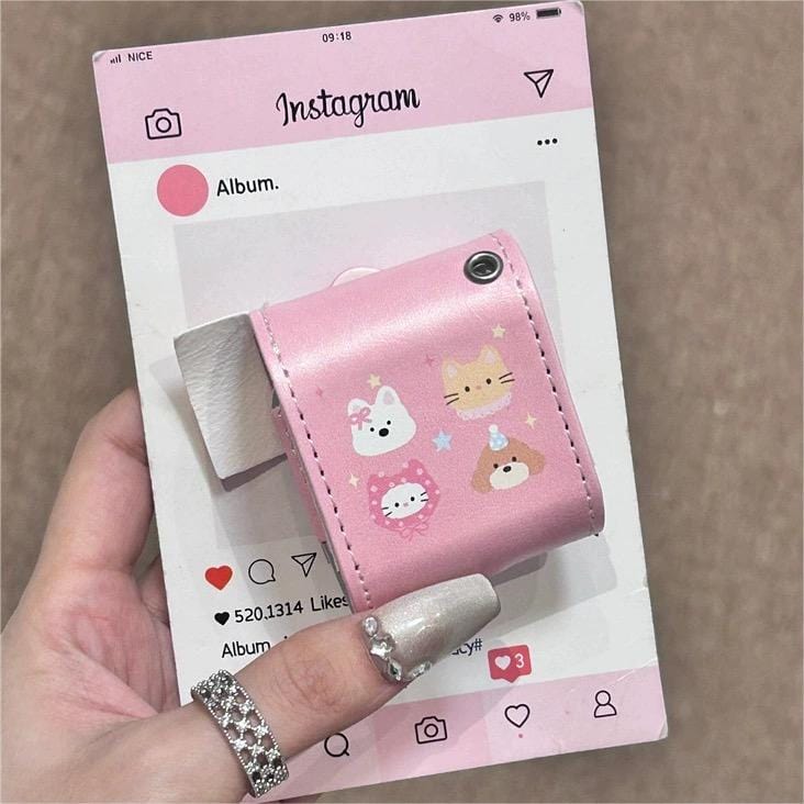 Cute Pink Bowknot Puppy AirPods Earphone Leather Case