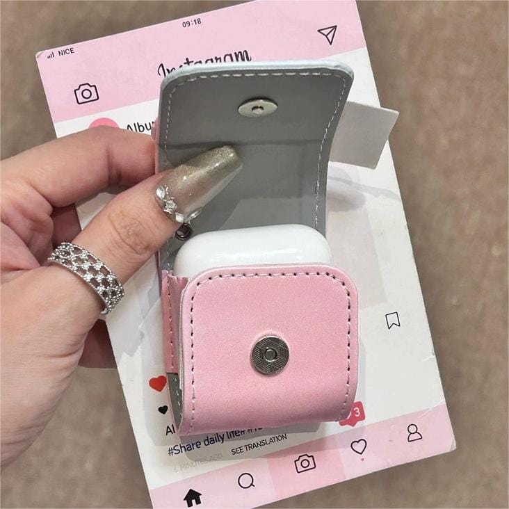 Cute Pink Bowknot Puppy AirPods Earphone Leather Case