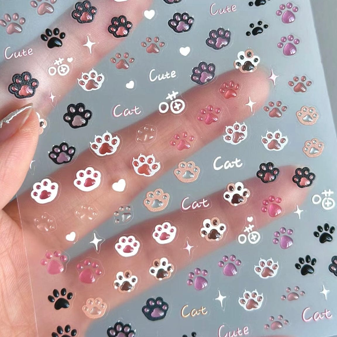 Cute Pink Cat Claw Jelly Nail Art Decoration Stickers DIY Nail Ornament