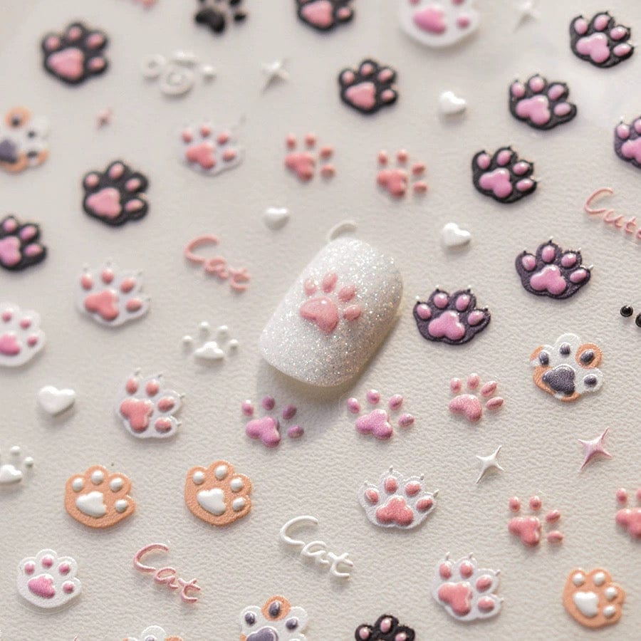 Cute Pink Cat Claw Jelly Nail Art Decoration Stickers DIY Nail Ornament