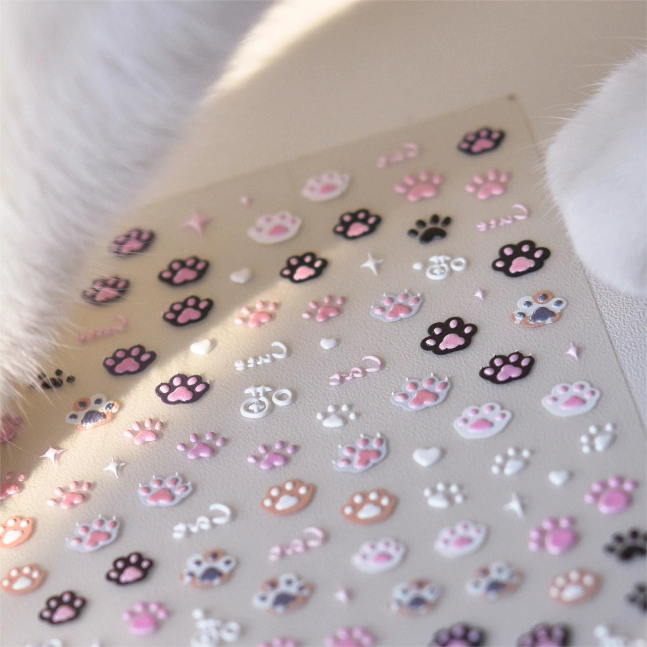 Cute Pink Cat Claw Jelly Nail Art Decoration Stickers DIY Nail Ornament