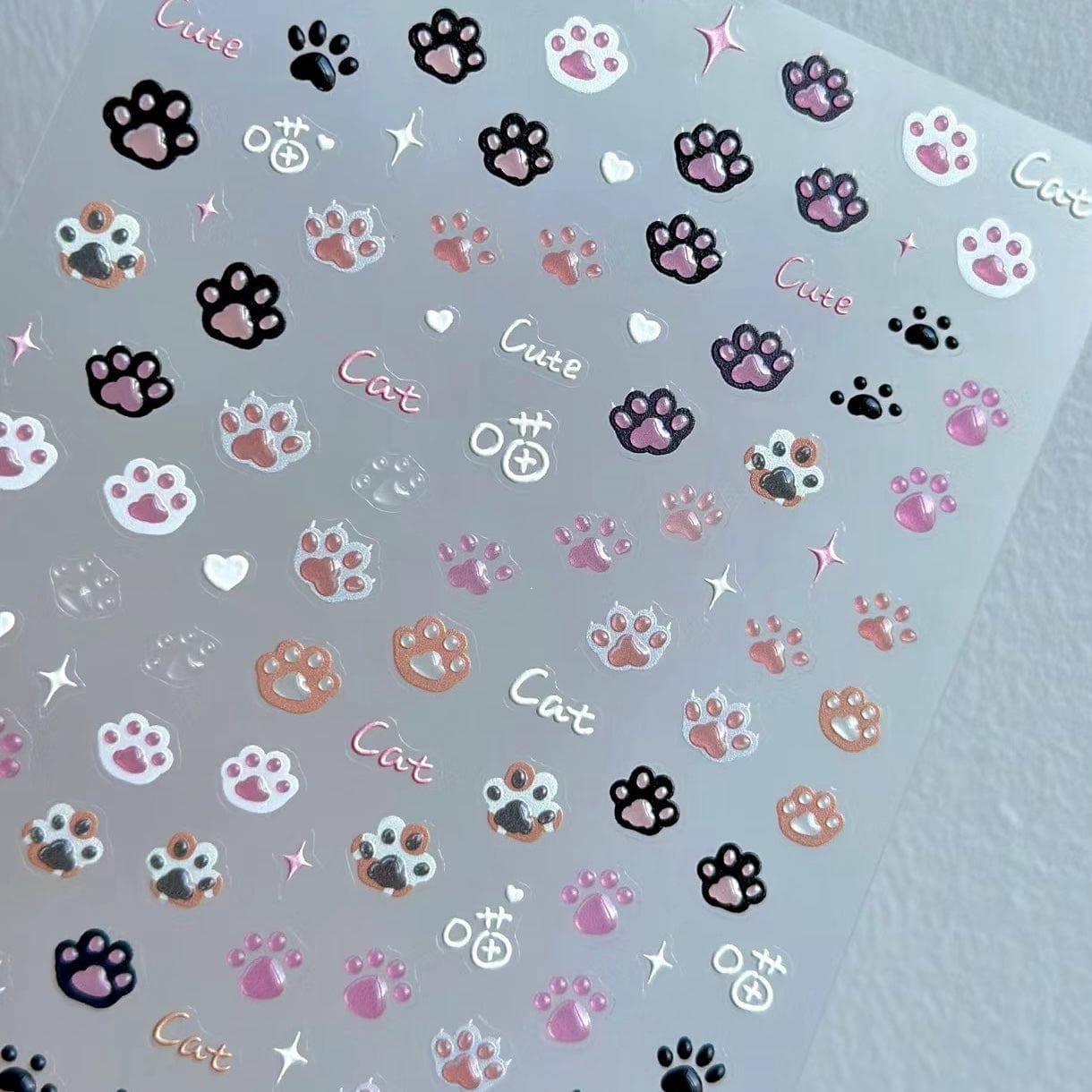 Cute Pink Cat Claw Jelly Nail Art Decoration Stickers DIY Nail Ornament