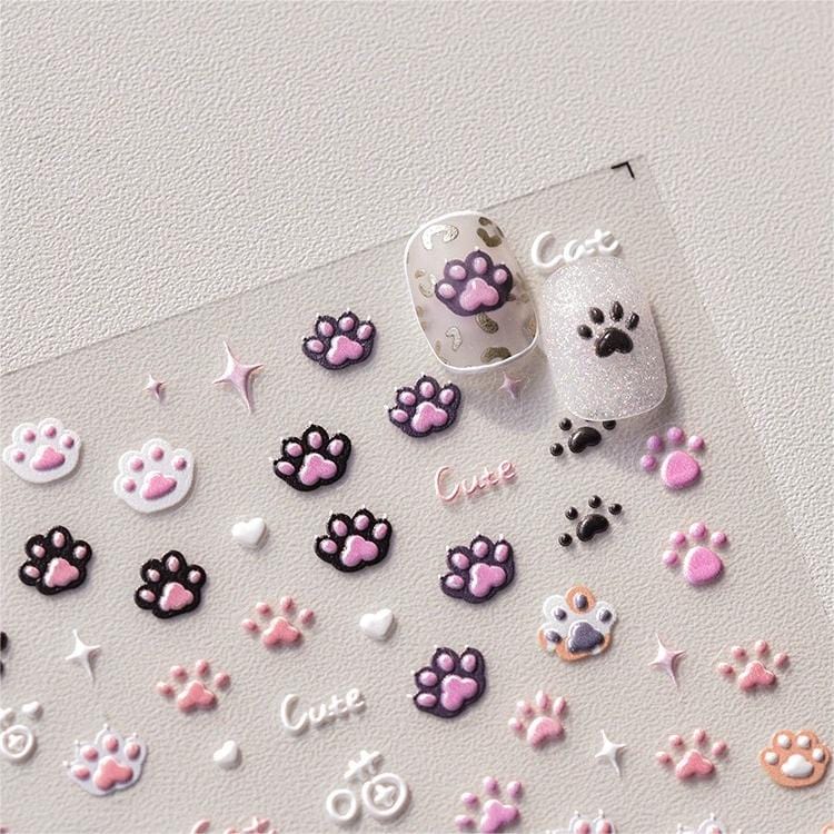 Cute Pink Cat Claw Jelly Nail Art Decoration Stickers DIY Nail Ornament