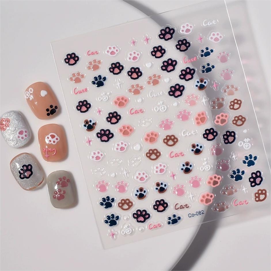 Cute Pink Cat Claw Jelly Nail Art Decoration Stickers DIY Nail Ornament