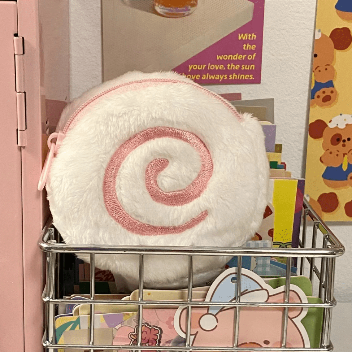 Cute Pink Narutomaki Plush Earphone Case Coin Purse - ArtGalleryZen