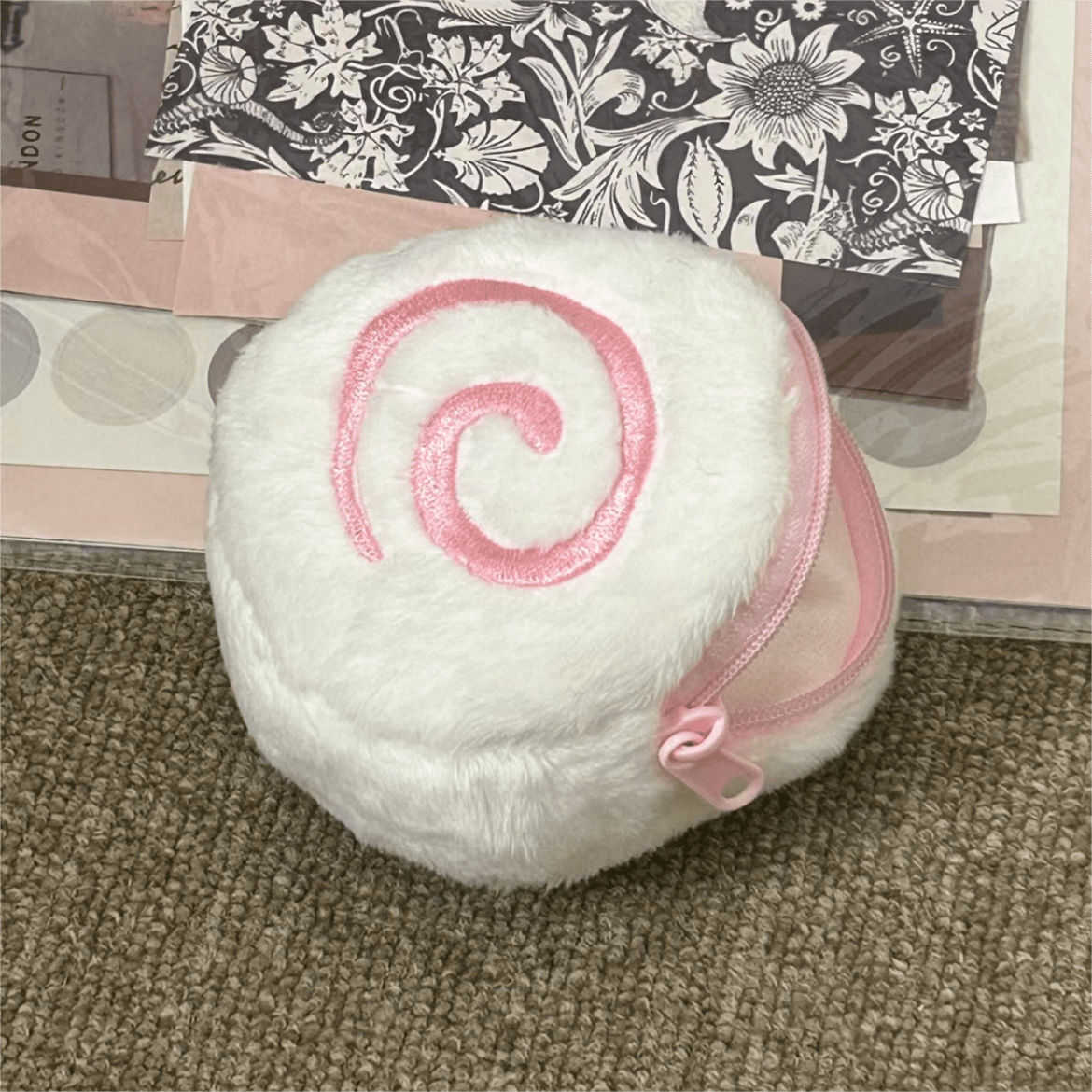 Cute Pink Narutomaki Plush Earphone Case Coin Purse - ArtGalleryZen