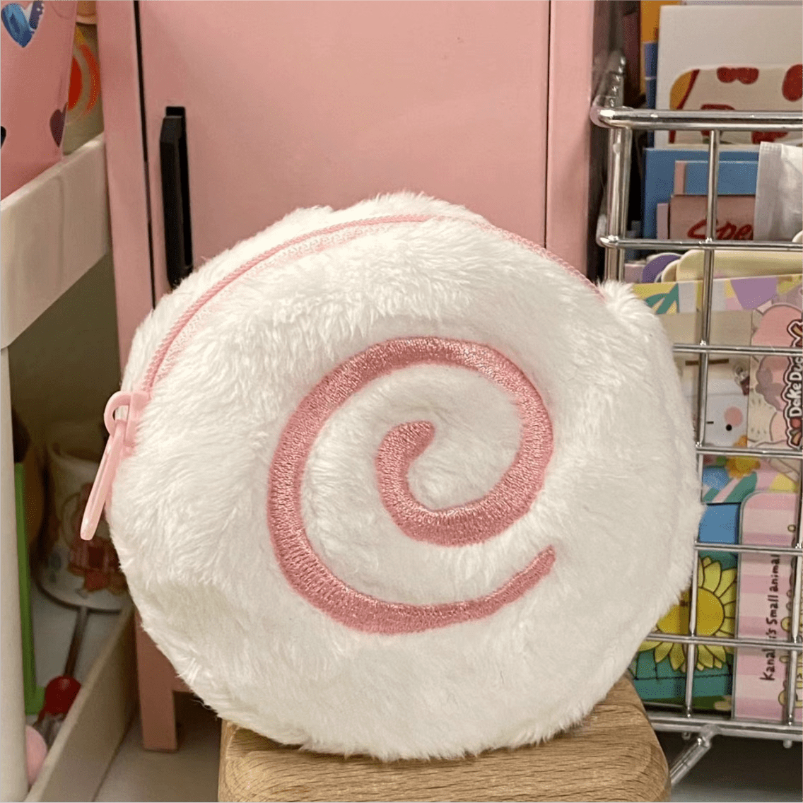 Cute Pink Narutomaki Plush Earphone Case Coin Purse - ArtGalleryZen