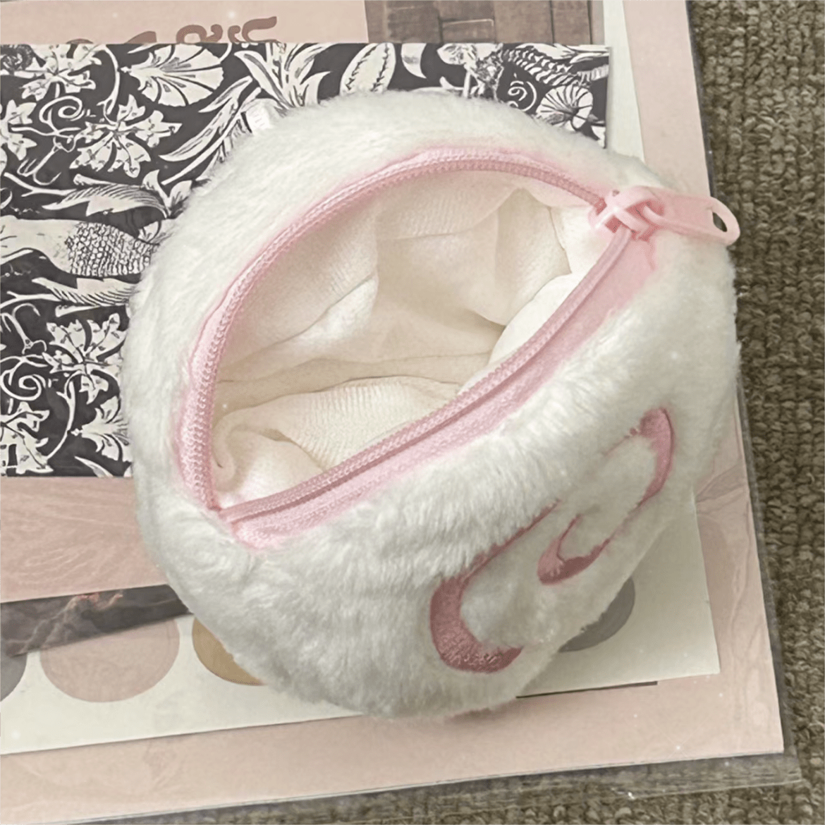 Cute Pink Narutomaki Plush Earphone Case Coin Purse - ArtGalleryZen