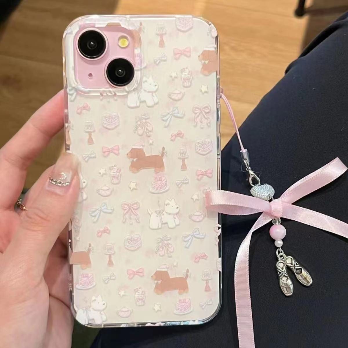 Cute Pink Ribbon Dance Theatrical Charm iPhone Case - ArtGalleryZen