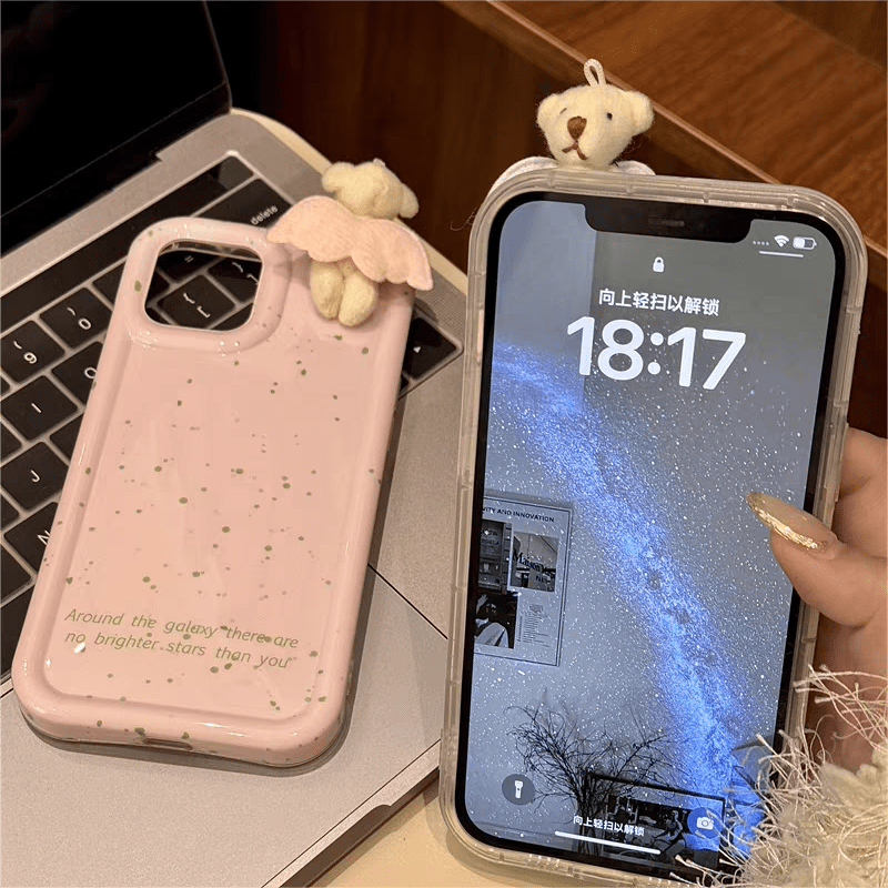 Cute Plush Angel Wings Teddy Bear iPhone Case - ArtGalleryZen
