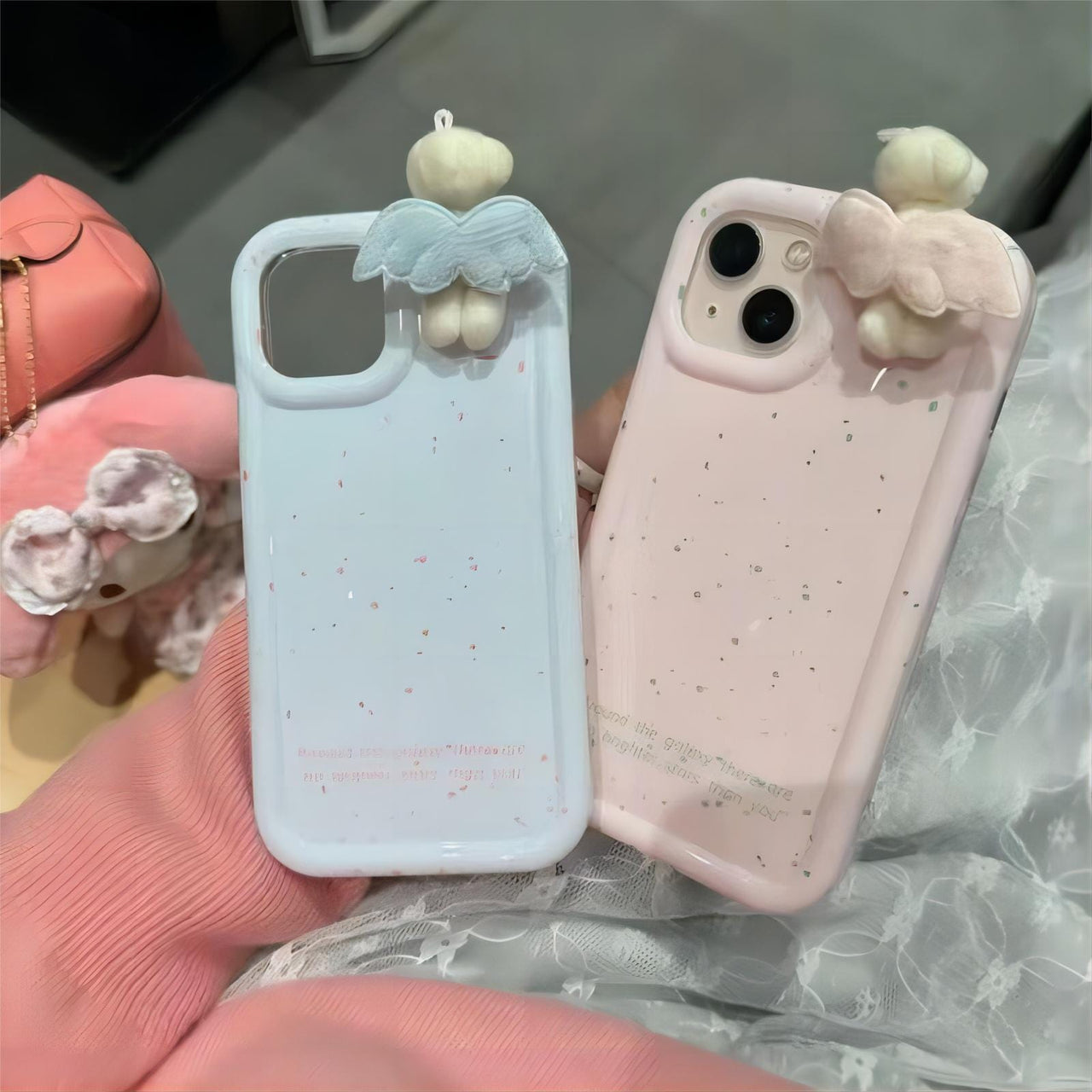 Cute Plush Angel Wings Teddy Bear iPhone Case - ArtGalleryZen