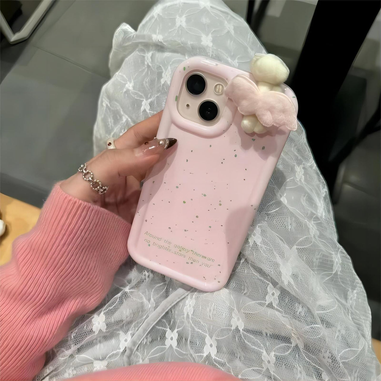 Cute Plush Angel Wings Teddy Bear iPhone Case - ArtGalleryZen