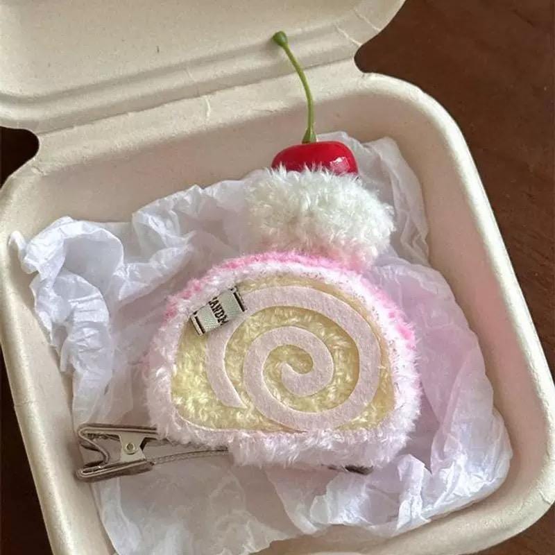 Cute Plush Cherry Cream Dessert  Hair Clip - ArtGalleryZen