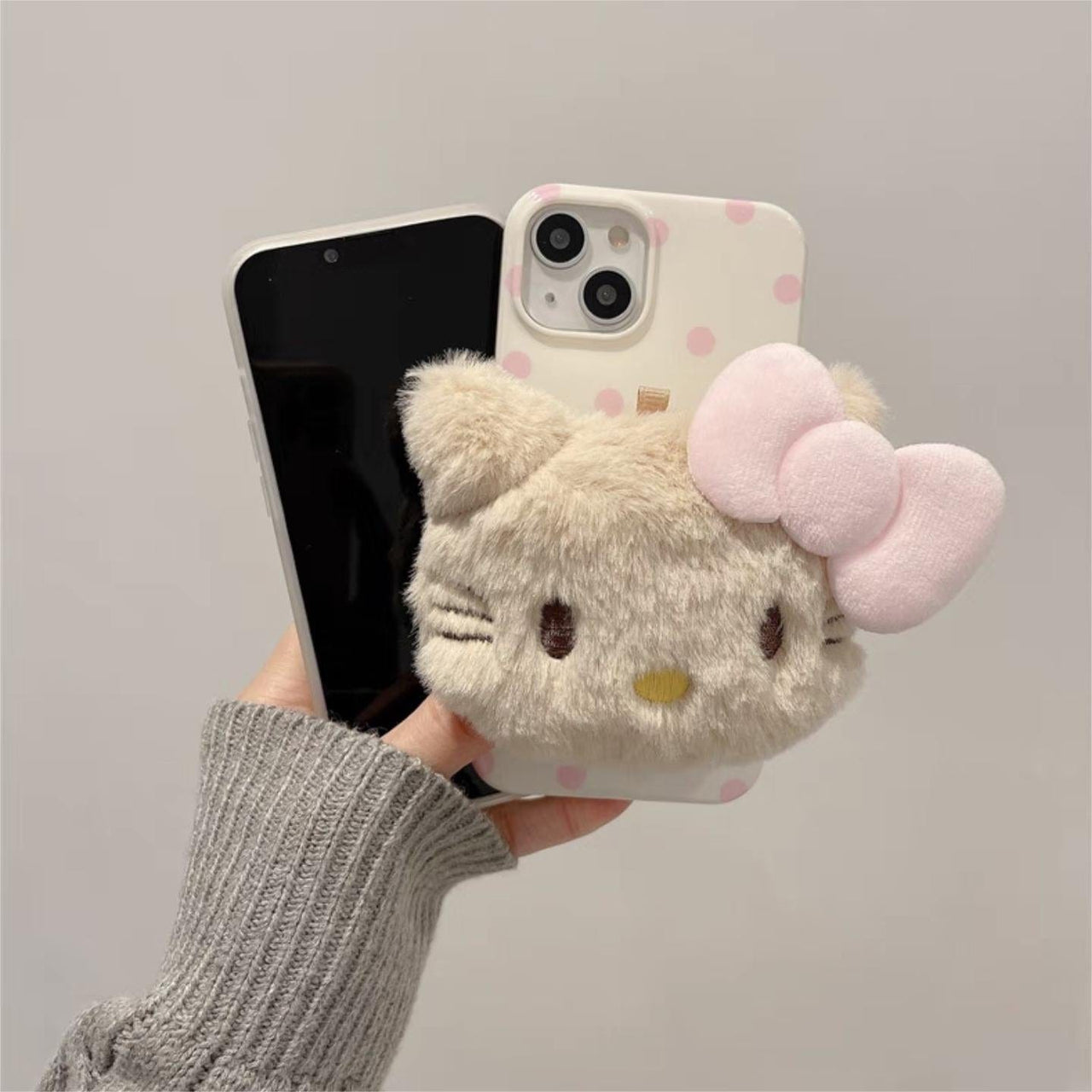 Cute Plush Hello Kitty Stand iPhone Case - ArtGalleryZen