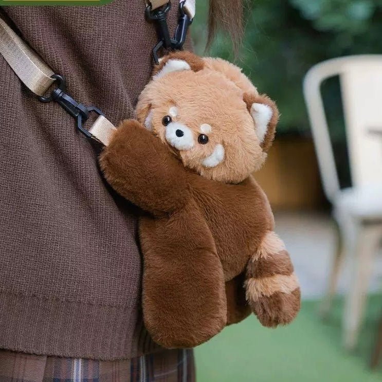 Cute Plush Raccoon Panda Crossbody Bag Backpack - ArtGalleryZen